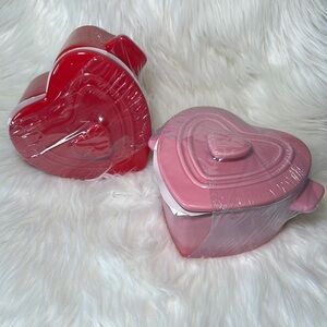 Heart-Shaped Red and Pink Ceramic Dishes